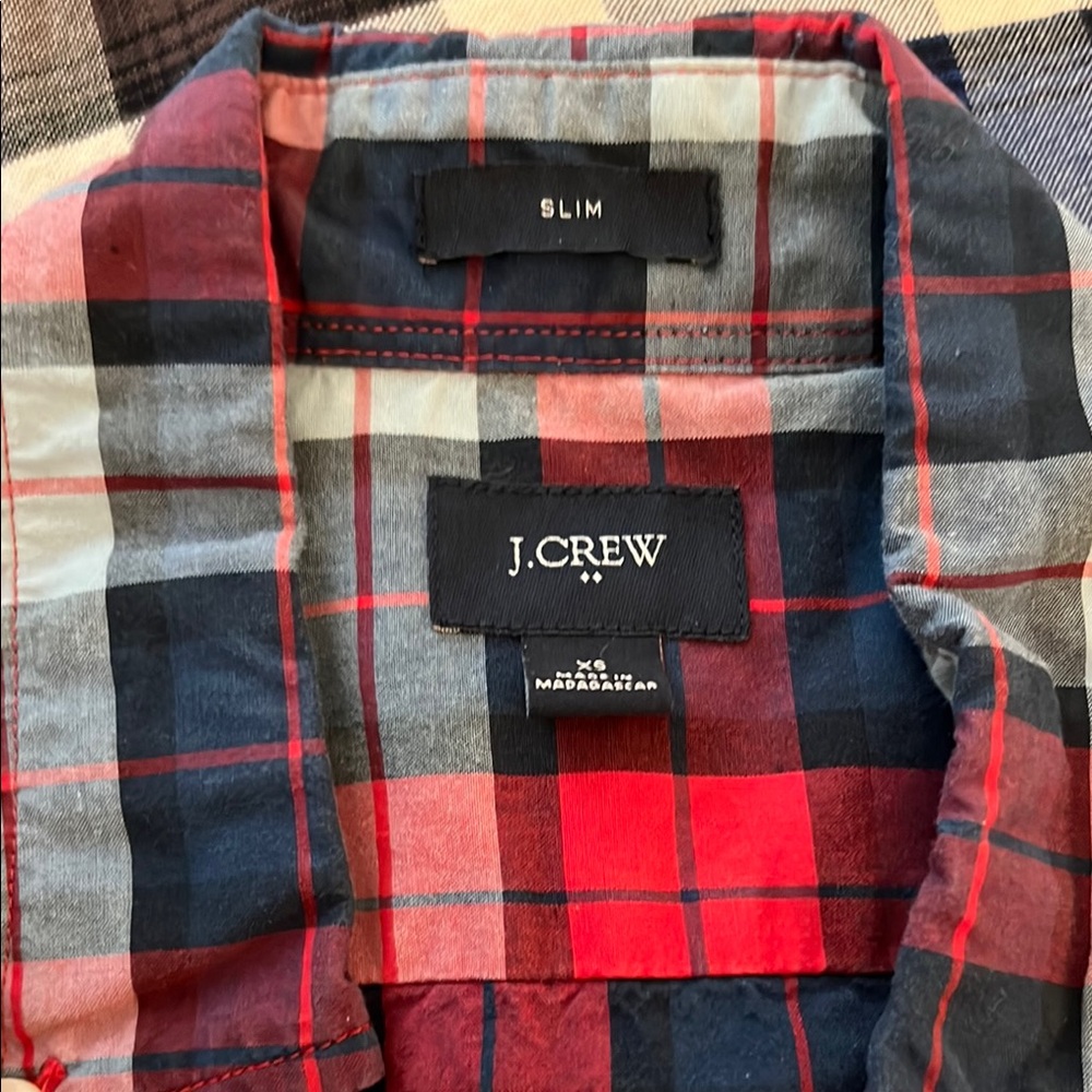 J. Crew Men's Slim Fit Plaid Shirt - Red and Blue